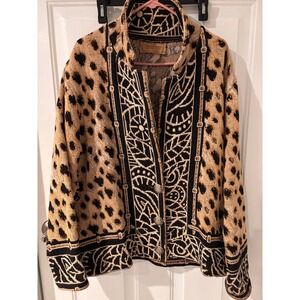 Painted‎ Pony Vintage Geometric Knit Tapestry Jacket Women One Size